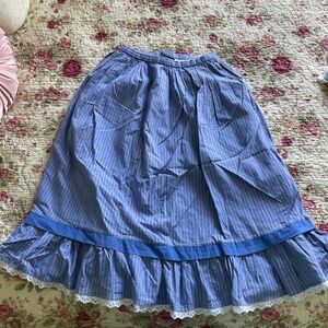 Vintage blue striped Trachten Skirt, size S